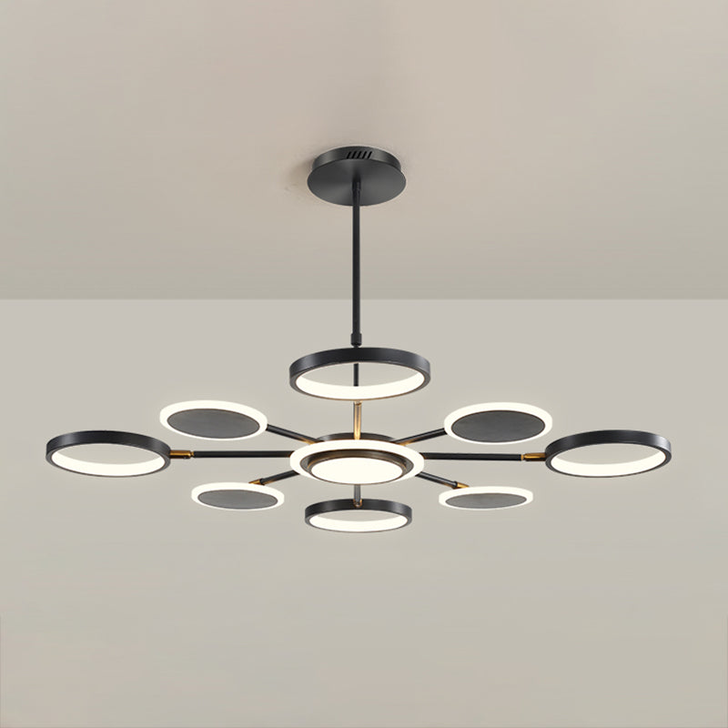 Modern Style Geometry Shape Pendant Chandeliers Metal Chandelier Lights in Black