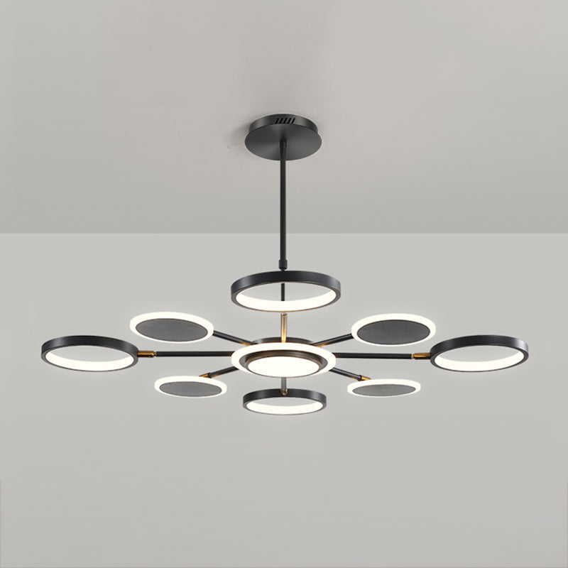 Modern Style Geometry Shape Pendant Chandeliers Metal Chandelier Lights in Black