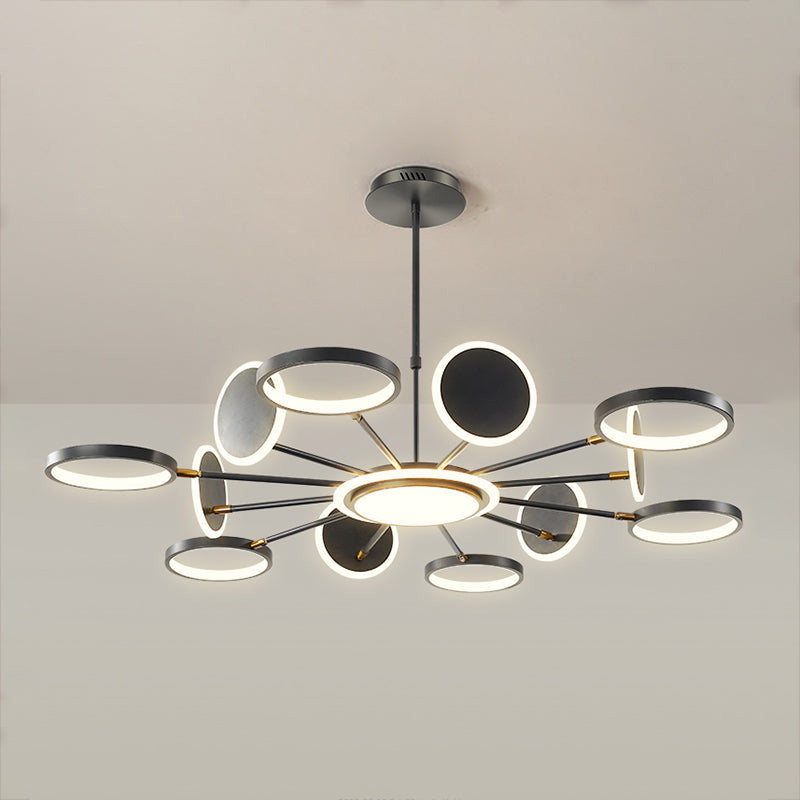 Modern Style Geometry Shape Pendant Chandeliers Metal Chandelier Lights in Black