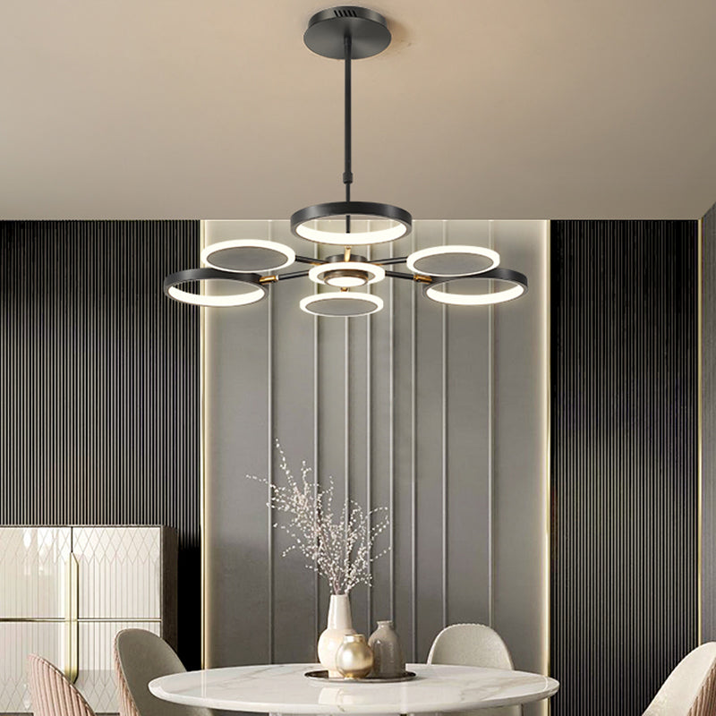 Modern Style Geometry Shape Pendant Chandeliers Metal Chandelier Lights in Black