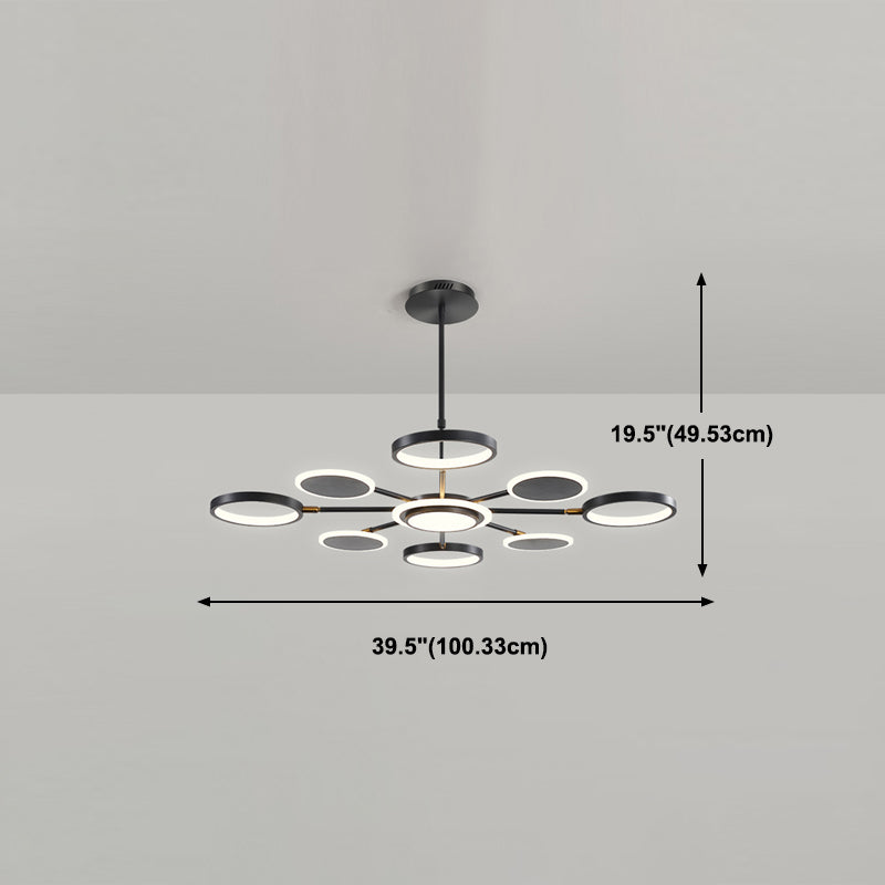 Modern Style Geometry Shape Pendant Chandeliers Metal Chandelier Lights in Black