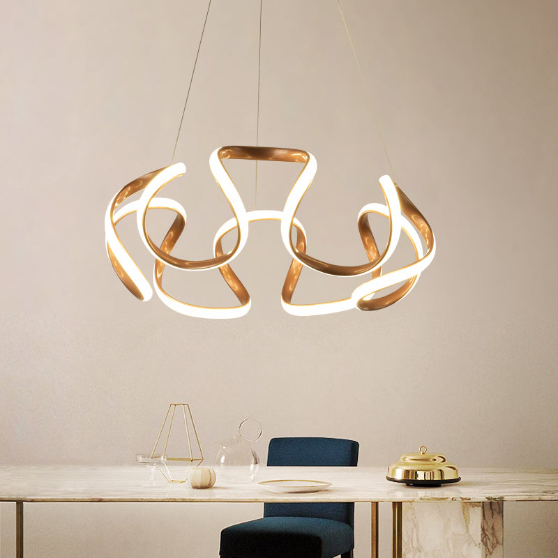 Twisting Shade Chandelier Light Modern Metal 1 Light Chandelier Lighting Fixture in Gold