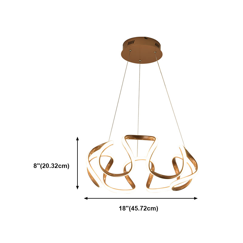 Twisting Shade Chandelier Light Modern Metal 1 Light Chandelier Lighting Fixture in Gold