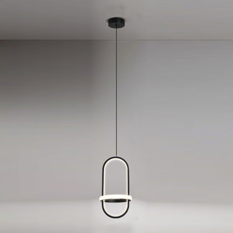 Linear Shape Hanging Lighting Modern Style Metal 2 Light Hanging Lamp for Bedroom
