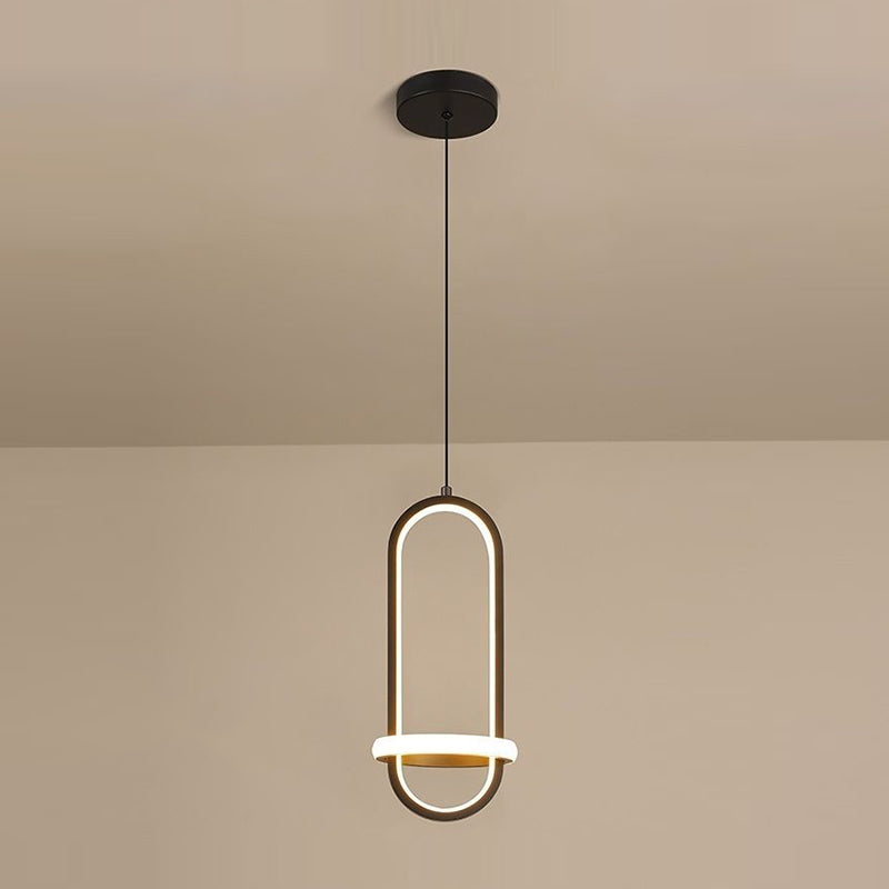 Linear Shape Hanging Lighting Modern Style Metal 2 Light Hanging Lamp for Bedroom