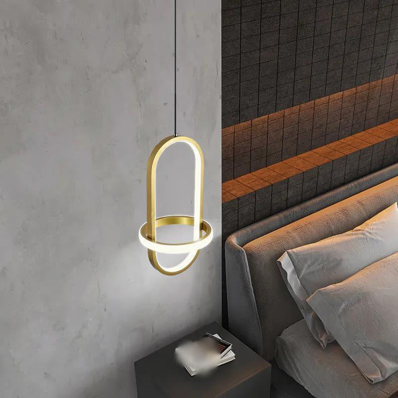 Linear Shape Hanging Lighting Modern Style Metal 2 Light Hanging Lamp for Bedroom