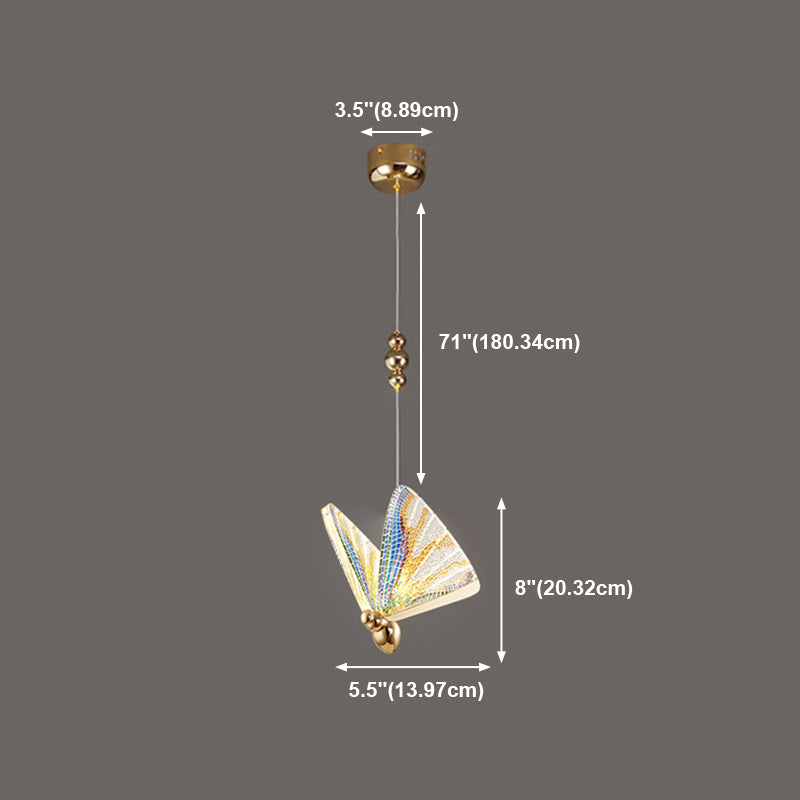 Butterfly Shape Hanging Lighting Modern Style Metal 1 Light Hanging Lamp for Living Room
