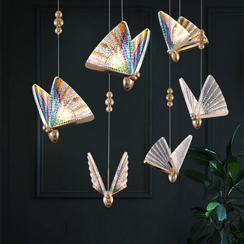 Modern Butterfly Shape Pendant Light Multi Light LED Hanging Pendant for Living Room