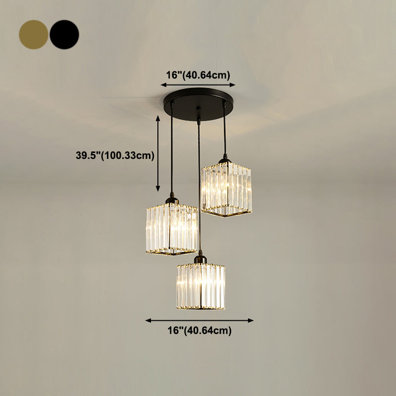 Contemporary Cube Pendant Light Glass Multi Light Hanging Pendant for Living Room