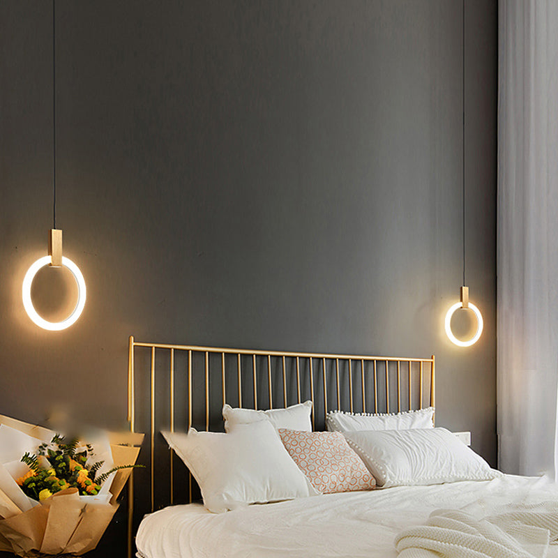 Modern Style Circle Shape Hanging Lights Metal Hanging Light Fixtures in Gold