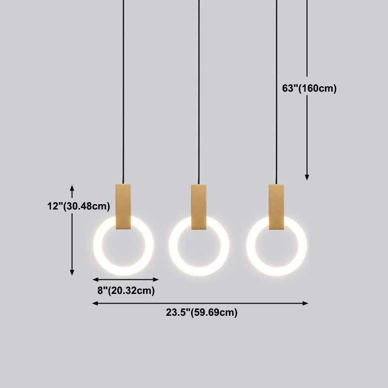 Modern Style Circle Shape Hanging Lights Metal Hanging Light Fixtures in Gold