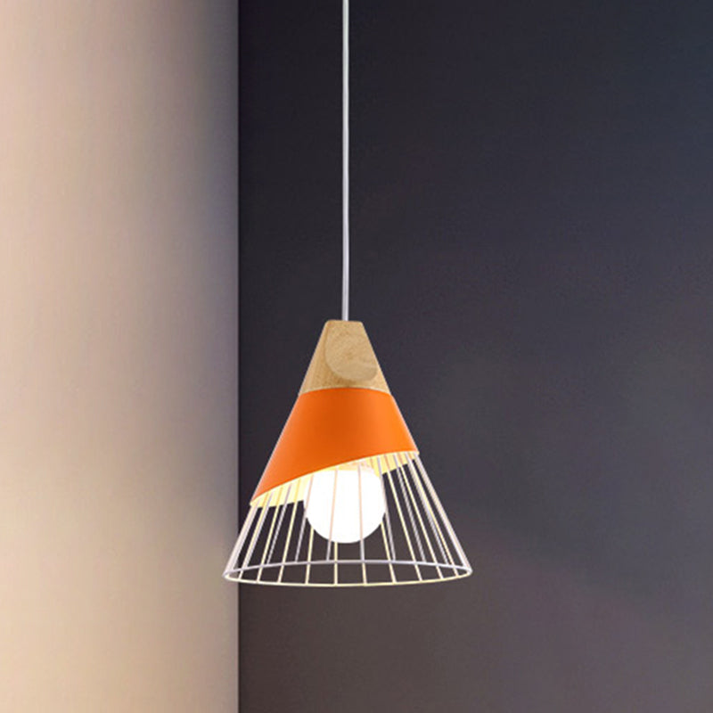 Metal Cone Shade Hanging Lights Modern Macaron Style 1 Head Hanging Mount Fixture for Restaurant
