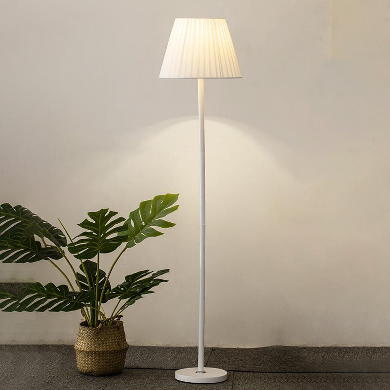 Modern Strip Floor Lamp Metal Burlap Shade 1 Light Floor Light for Living Room