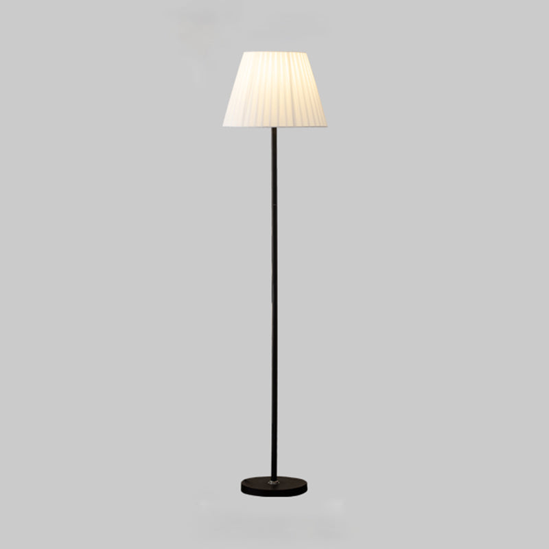 Modern Strip Floor Lamp Metal Burlap Shade 1 Light Floor Light for Living Room