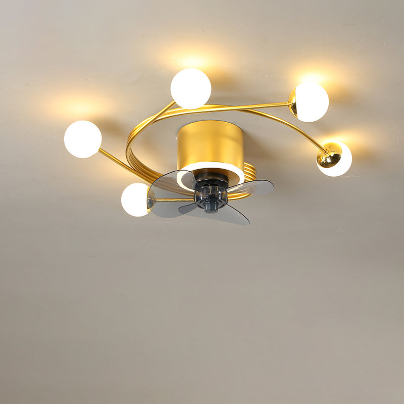 Nordic Style Iron Ceiling Fan Lamp Ball Shape LED Ceiling Fan Light for Bedroom