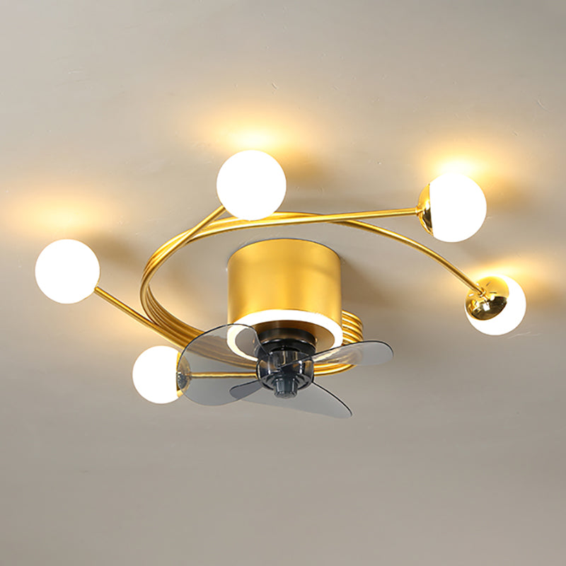 Nordic Style Iron Ceiling Fan Lamp Ball Shape LED Ceiling Fan Light for Bedroom