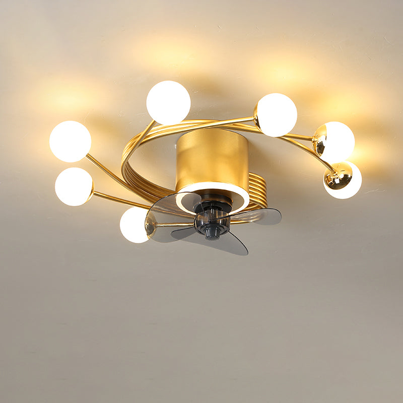 Nordic Style Iron Ceiling Fan Lamp Ball Shape LED Ceiling Fan Light for Bedroom