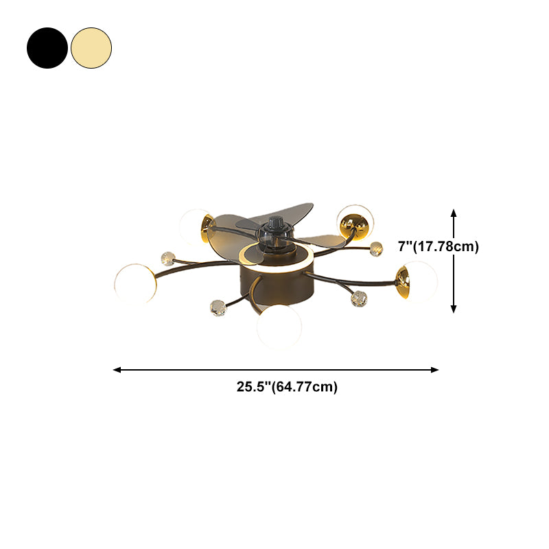 Nordic Style Iron Ceiling Fan Lamp Ball Shape LED Ceiling Fan Light for Bedroom