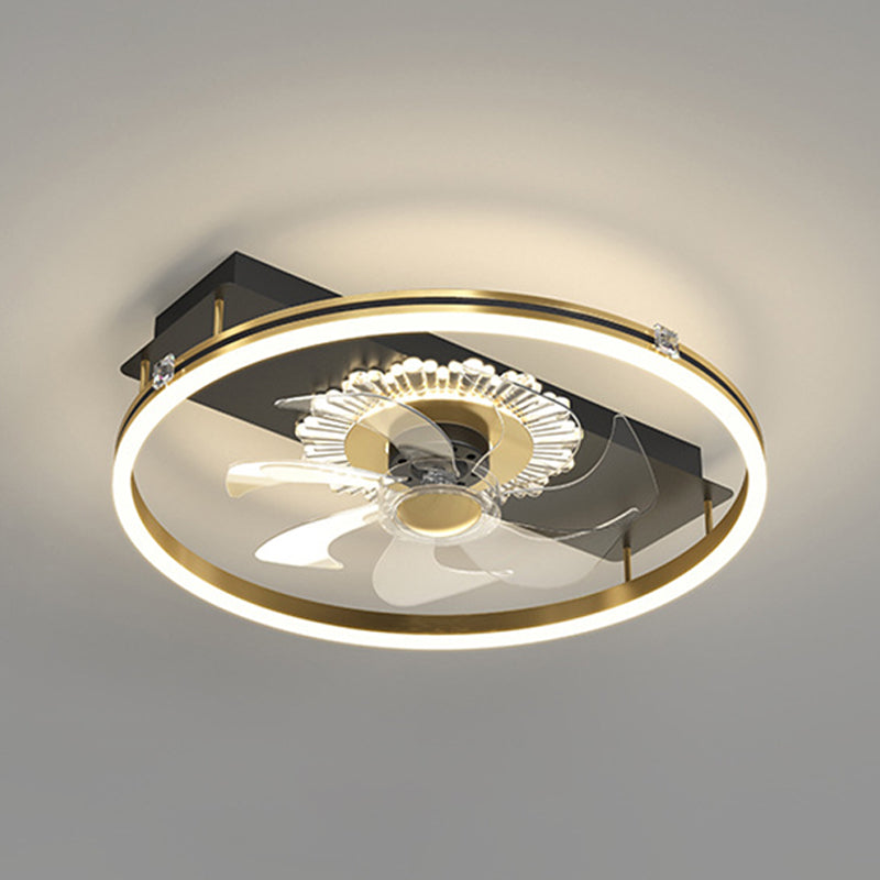 Light Luxury Iron Ceiling Fan Lamp Geometry LED Ceiling Fan Light for Living Room