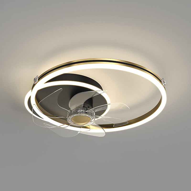 Light Luxury Iron Ceiling Fan Lamp Geometry LED Ceiling Fan Light for Living Room