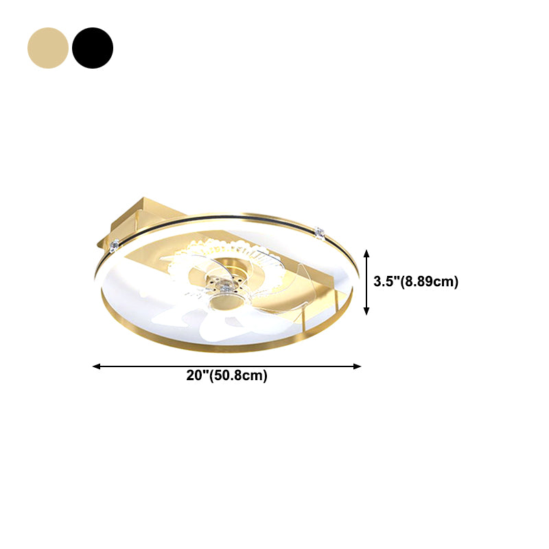Light Luxury Iron Ceiling Fan Lamp Geometry LED Ceiling Fan Light for Living Room