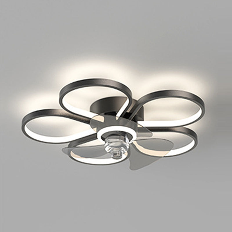 Nordic Style Metal Ceiling Fan Lamp Geometry Circle Ceiling Fan Light for Bedroom