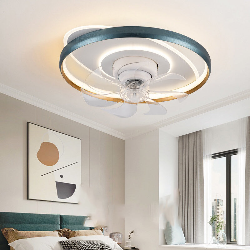 Nordic Style Ceiling Fan Lamp Circle Shape Colorful LED Ceiling Fan Light for Living Room