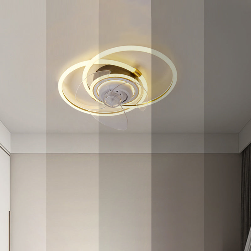 Simple LED Ceiling Fan Light Modern Ceiling Mount Lamp with Acrylic Shade for Living Room