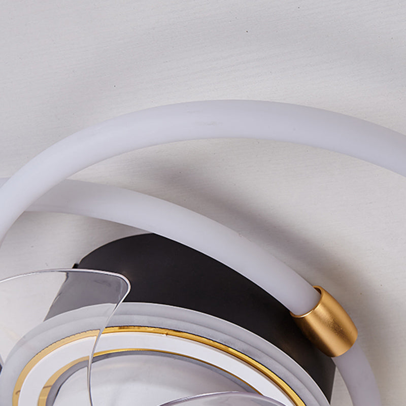 Simple LED Ceiling Fan Light Modern Ceiling Mount Lamp with Acrylic Shade for Living Room