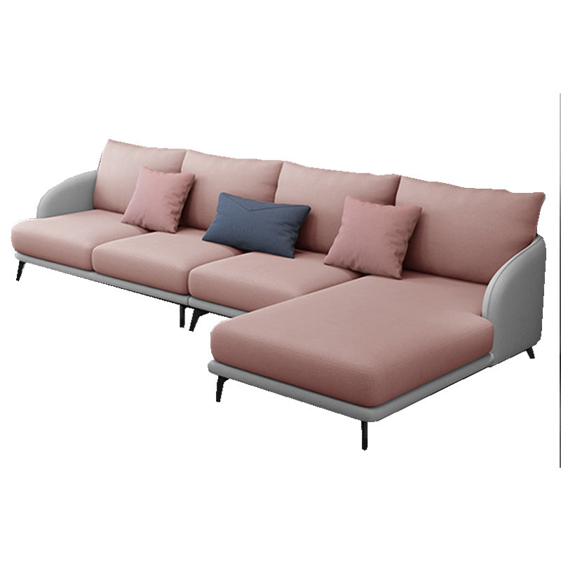 126"L √ó 67"W Faux Leather Sofa and Chaise Cushion Back Sectional with Sloped Arms