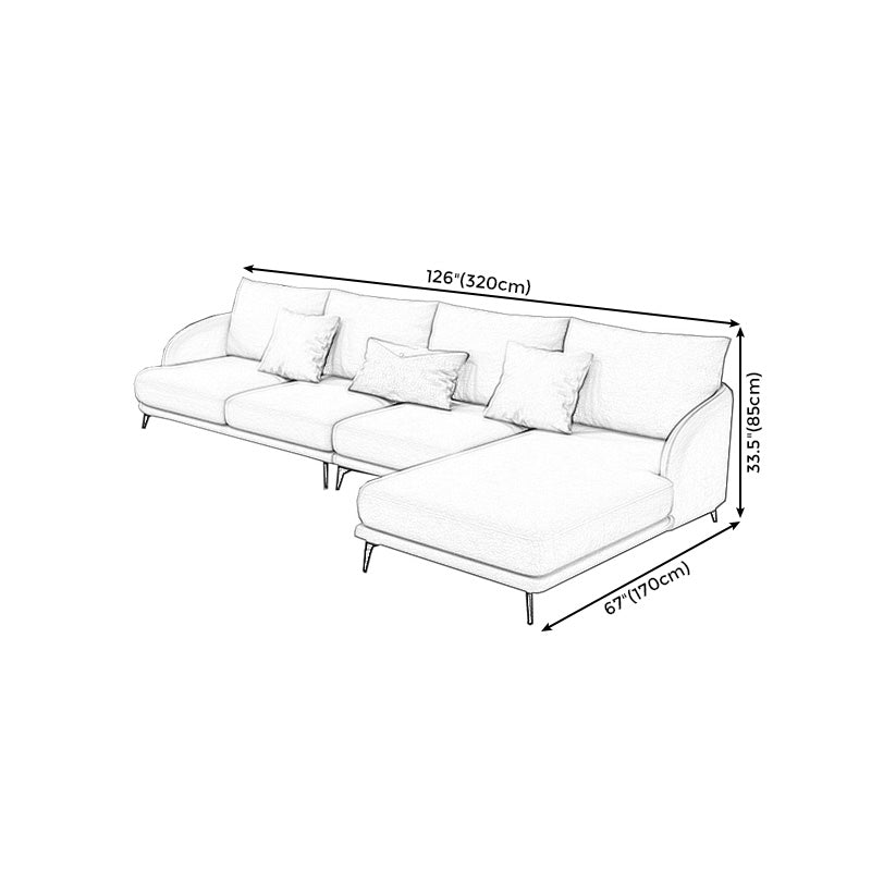 126"L √ó 67"W Faux Leather Sofa and Chaise Cushion Back Sectional with Sloped Arms