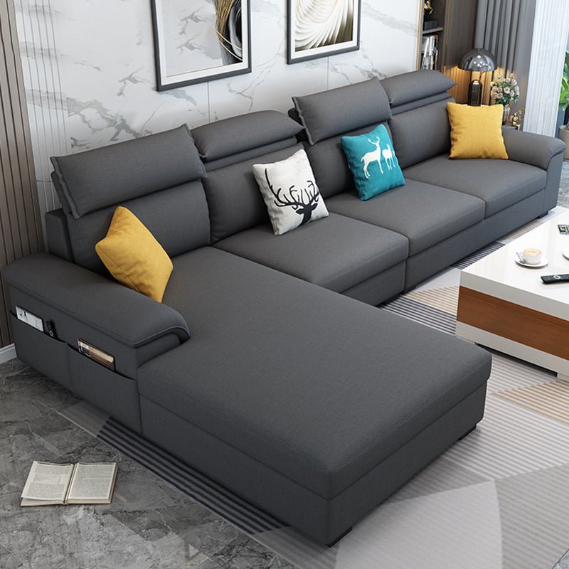 Contemporary 4-seater Sectional Scratch-Resistant Sofa with Storage