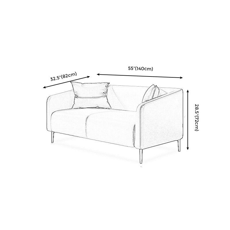 Modern Genuine Leather Sofa Sloped Arm Couch with Tight Seat for Apartment
