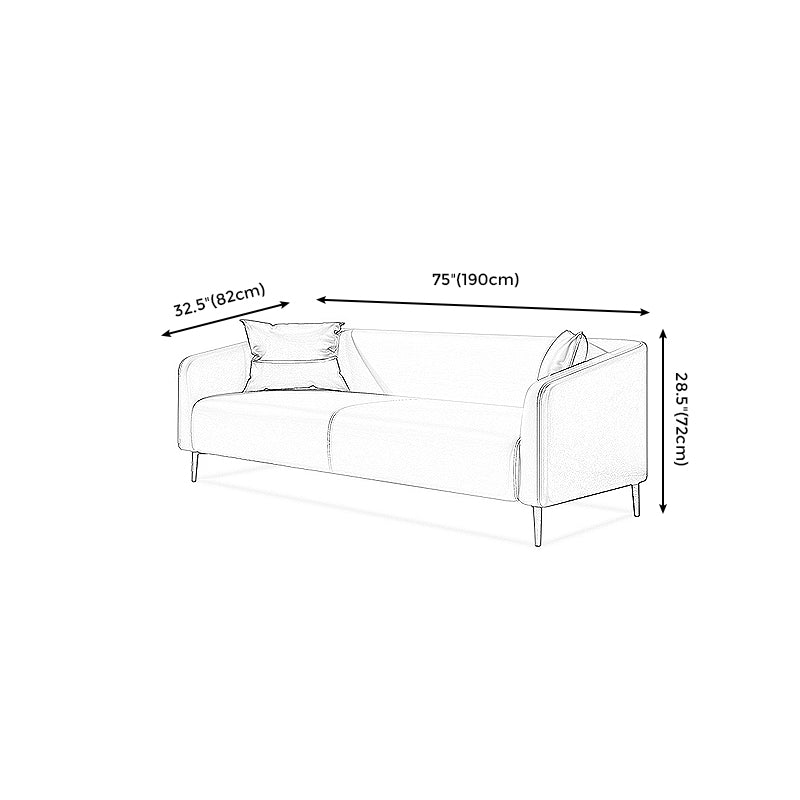 Modern Genuine Leather Sofa Sloped Arm Couch with Tight Seat for Apartment