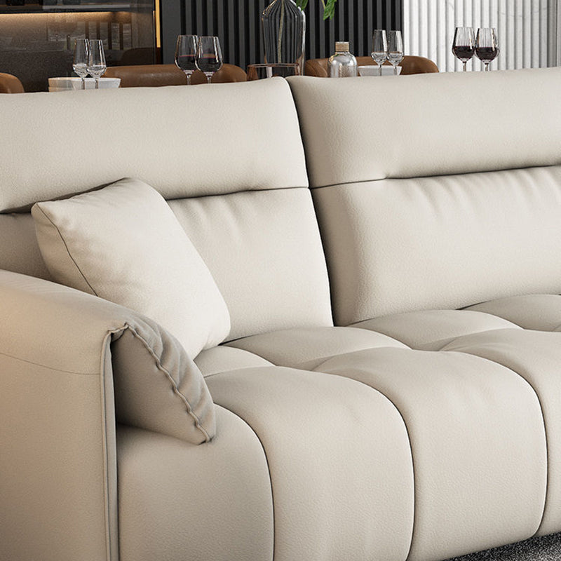 Living Room Cushion Back Couch Contemporary White Sofa with Pillow Top Arm