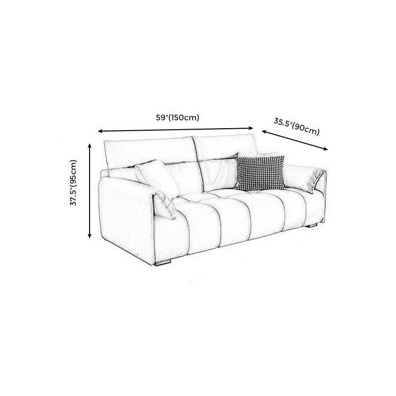 Living Room Cushion Back Couch Contemporary White Sofa with Pillow Top Arm