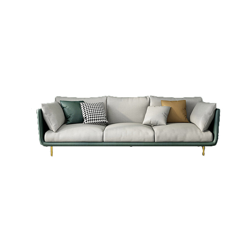 Living Room Genuine Leather Couch Square Arm Sofa with Pillow Back