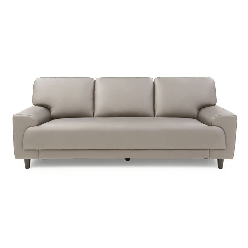Contemporary Pillow Back Couch Leather Sofa with Solid Wood Legs