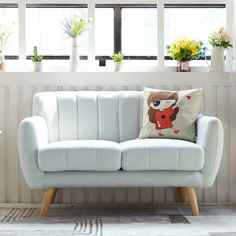 Cotton Blend Pillows Tuxedo Arm Settee Loveseat for Two People