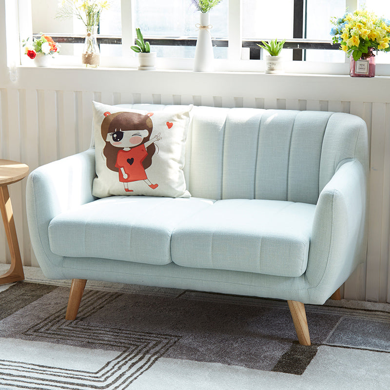 Cotton Blend Pillows Tuxedo Arm Settee Loveseat for Two People