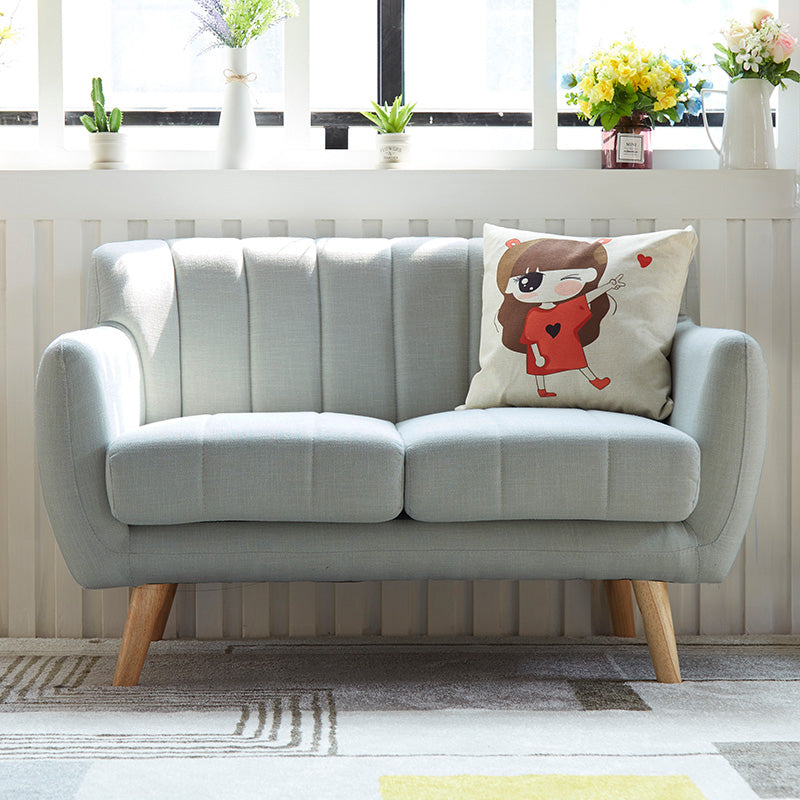 Cotton Blend Pillows Tuxedo Arm Settee Loveseat for Two People