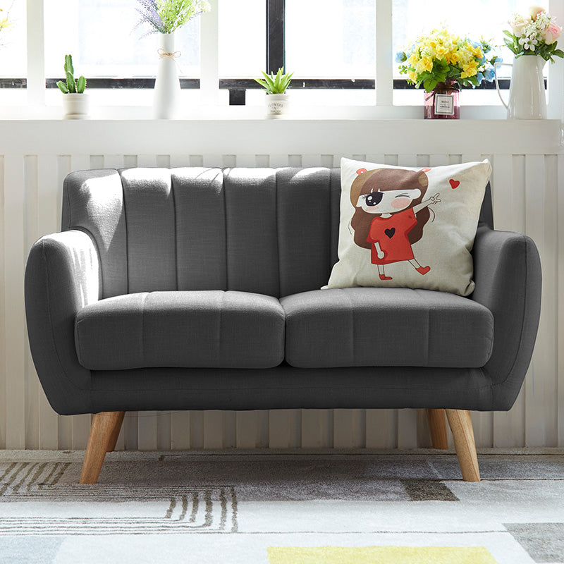 Cotton Blend Pillows Tuxedo Arm Settee Loveseat for Two People