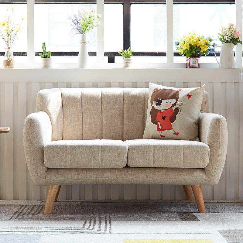 Cotton Blend Pillows Tuxedo Arm Settee Loveseat for Two People
