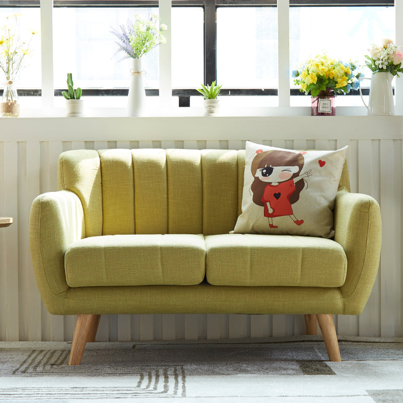 Cotton Blend Pillows Tuxedo Arm Settee Loveseat for Two People