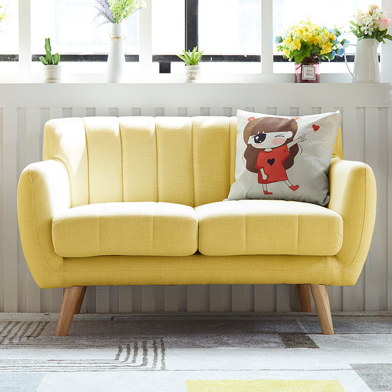 Cotton Blend Pillows Tuxedo Arm Settee Loveseat for Two People