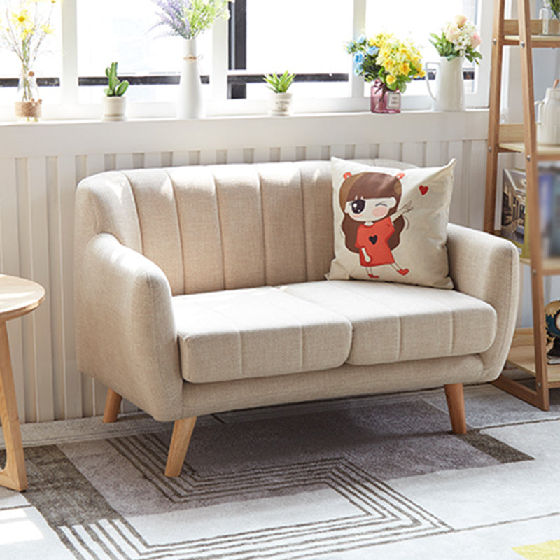 Cotton Blend Pillows Tuxedo Arm Settee Loveseat for Two People