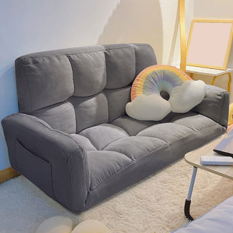 Scandinavian Cotton-Blend Sofa Convertible Tufted Sofa Bed with Pillows