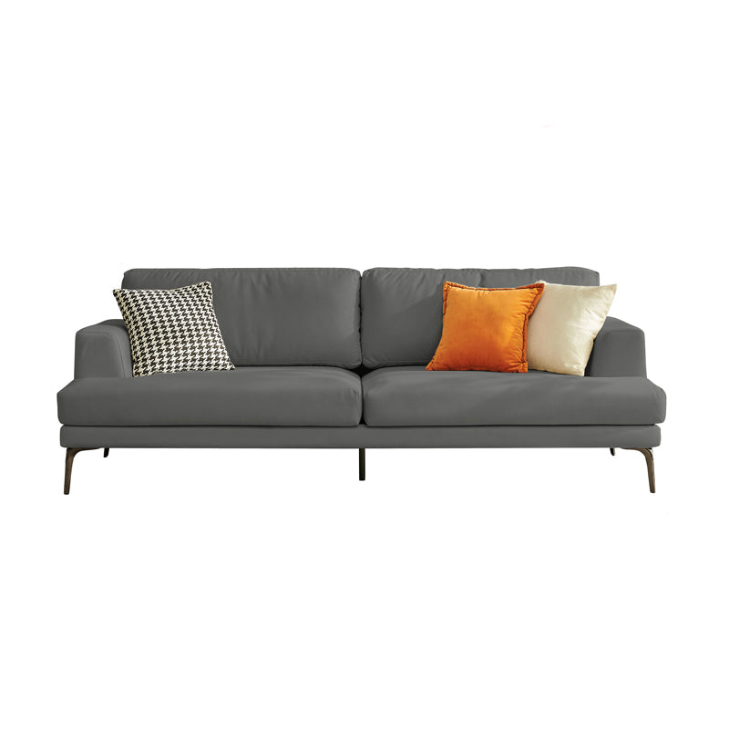 Stain-Resistant Faux Leather Loveseat Recessed Arm Sofa with Metal Legs