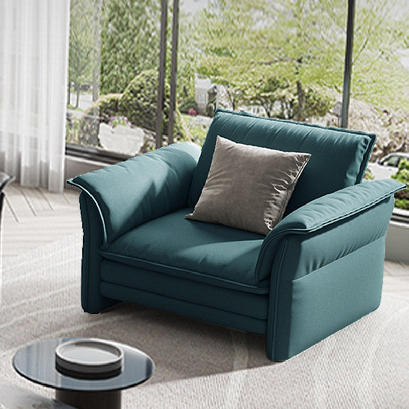 Contemporary Living Room Faux Leather Sofa Green Stain-Resistant Couch