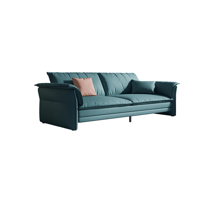 Contemporary Living Room Faux Leather Sofa Green Stain-Resistant Couch